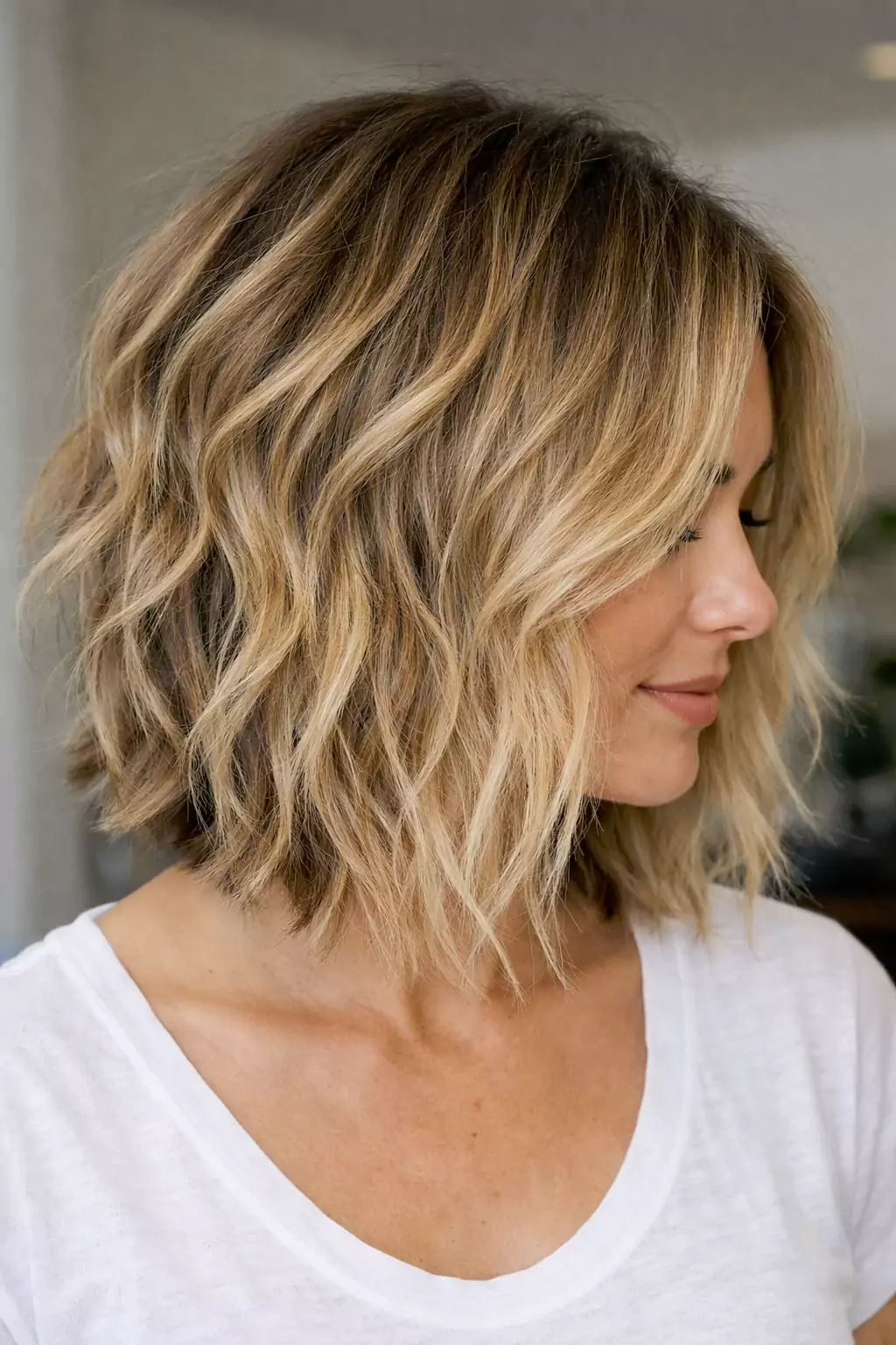 Soft beachy textured lob
