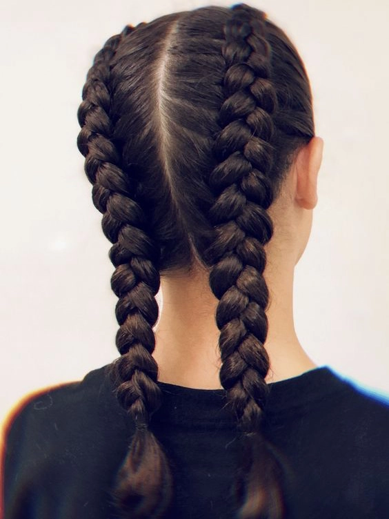 Dutch braid with raised 3D texture created by underhand braiding technique