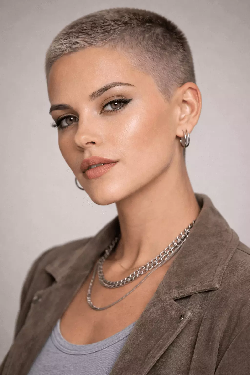 Confident person with a modern buzz cut fade