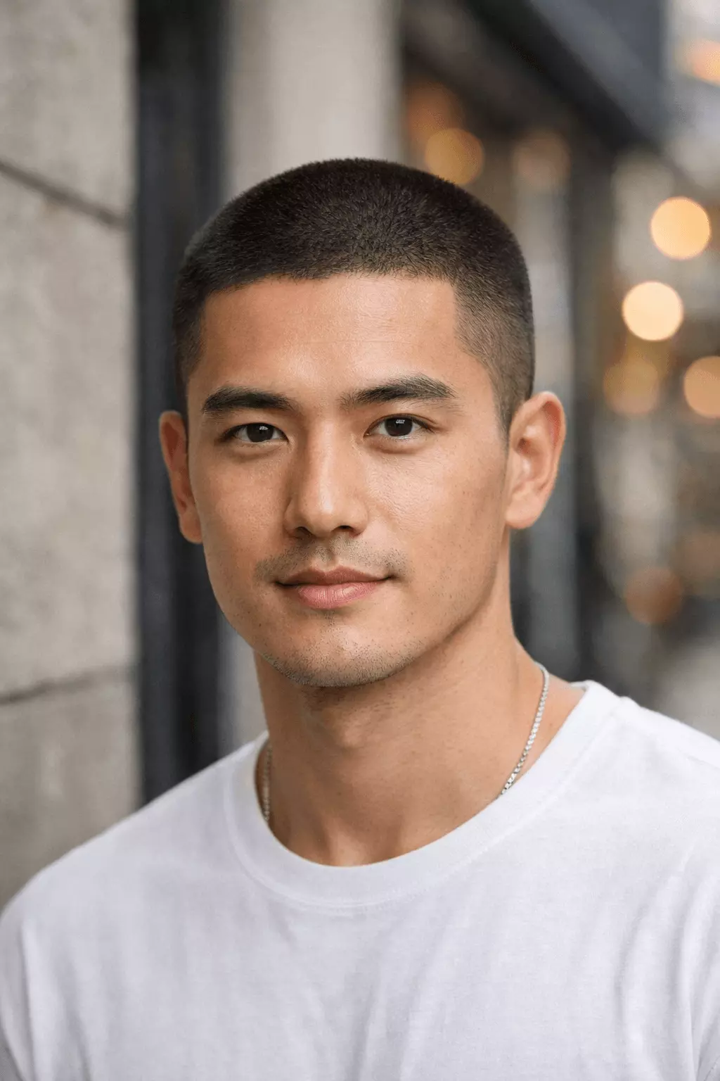 Buzz cut no fade number 2 uniform haircut front view