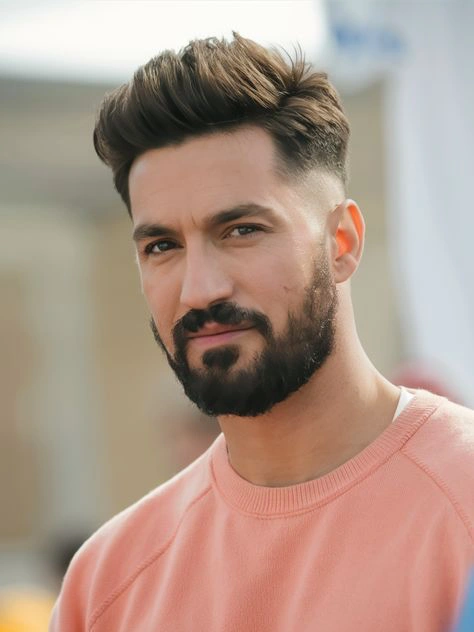 Indian man with a modern fade haircut, stylish men's hairstyle in India