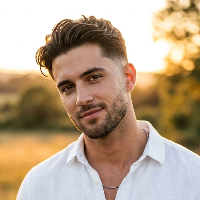 Low taper flow haircut for men with clean neckline and medium length movement