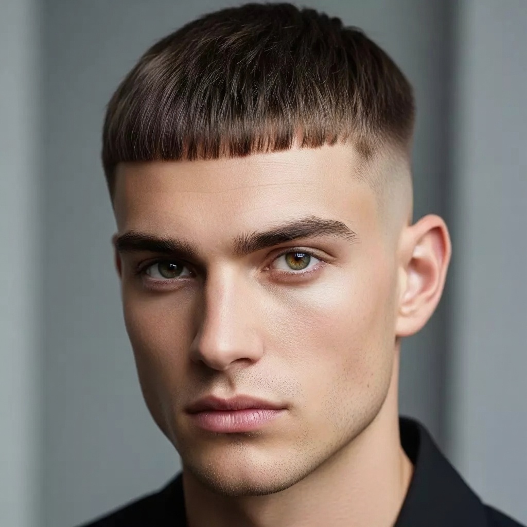 Classic French Crop haircut on oval face