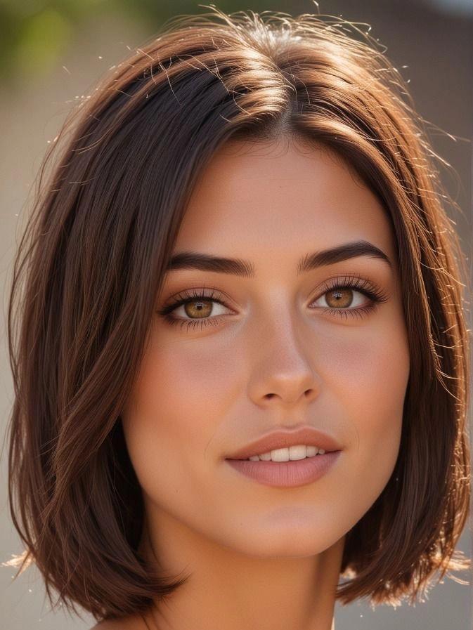 Low-maintenance bob haircut at ear-to-collarbone length, air-dried texture