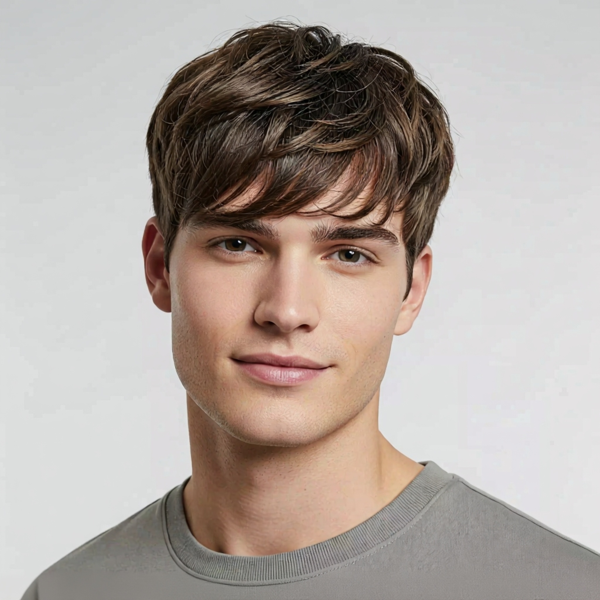 Textured Fringe hairstyle with a youthful, approachable, and slightly edgy appeal
