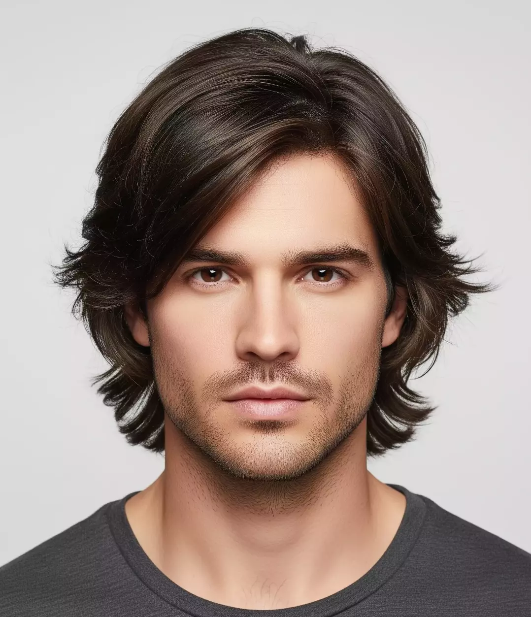 Layered Medium Cut hairstyle with multiple layers and significant volume