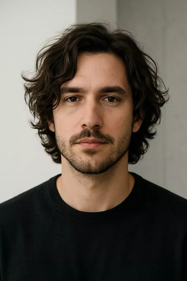 Man with medium-length hair, choosing the right hairstyle, natural texture, versatile style