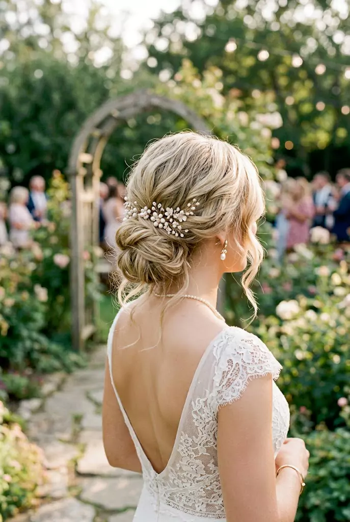 Easy low bun wedding hairstyle